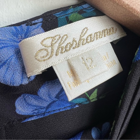 New Shoshanna Kiana Floral Dress Ruched Skirt Mock Neck Long Sleeve Mini 12 Blue - Picture 12 of 16